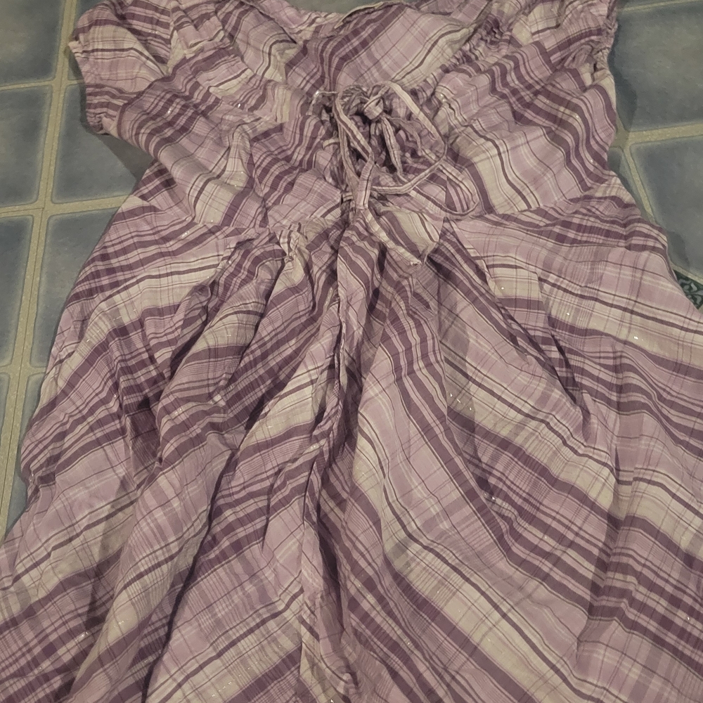 Purple Plaid Short Sleeve Women's Top